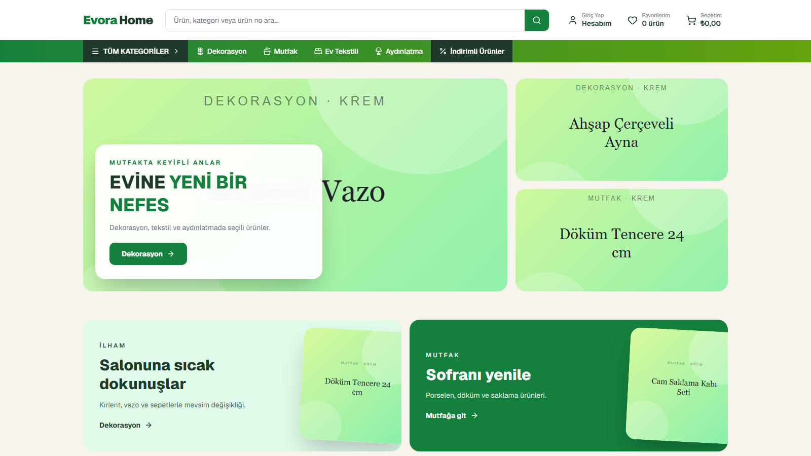 Evora Home demo mağaza