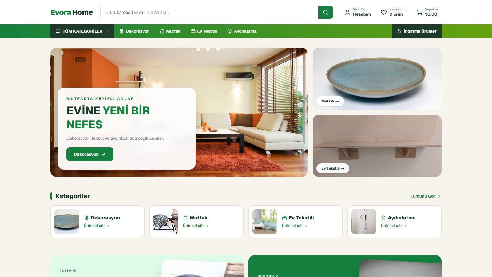 Evora Home demo mağaza