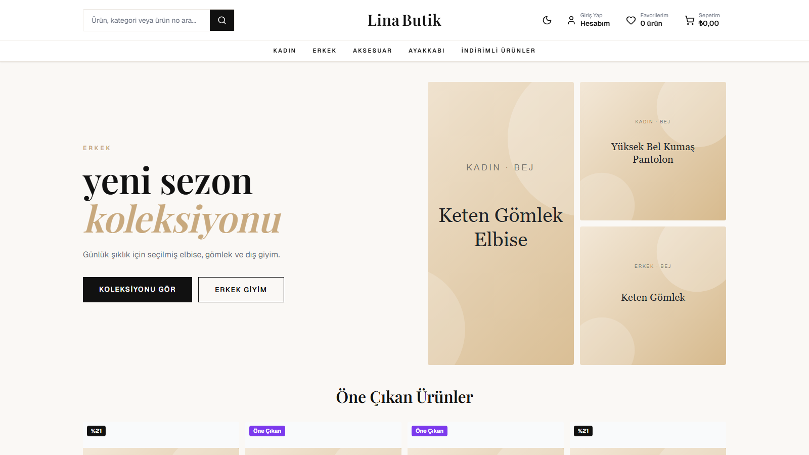 Lina Butik demo mağaza