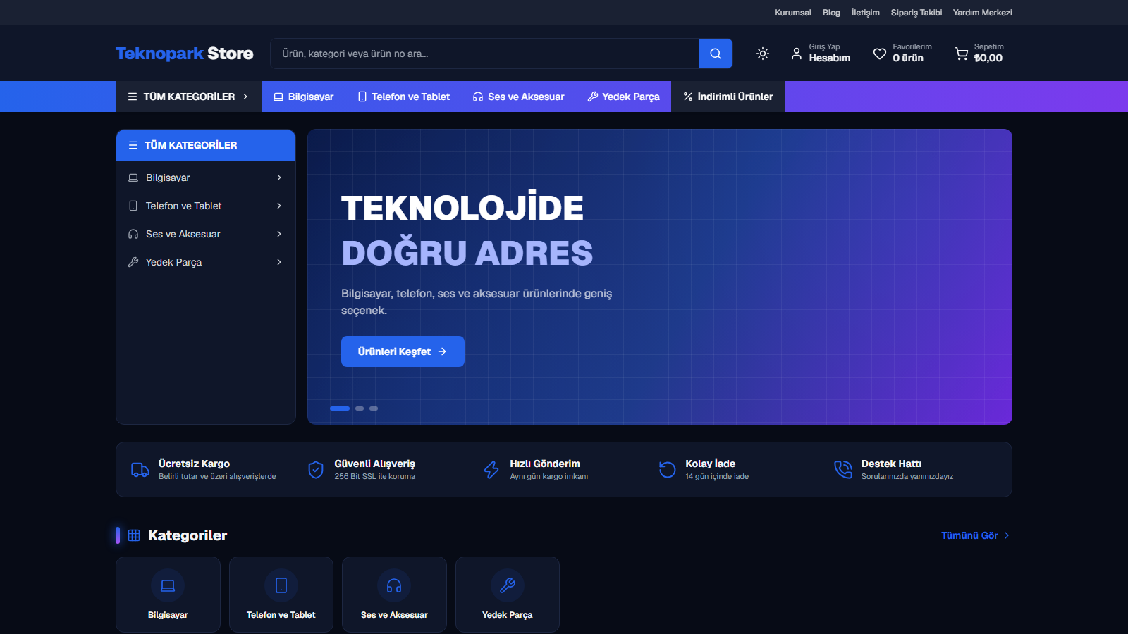 Teknopark Store demo mağaza